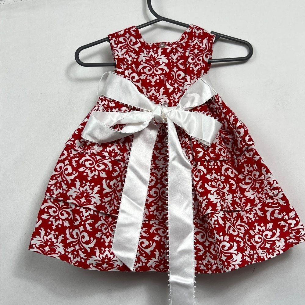 Kelly's Kids red and White Baby Dress with satin sash size 12 months - Picture 7 of 12